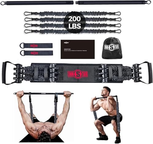 Innstar Multi-Function Resistance Bands for Working Out, Push Up Exercise Bands Resistance Bands Set for Bench Press Gym Equipment, Home Workout, Travel Portabl - color: Black Men 200Lbs