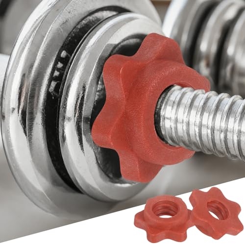 Dumbbell Collars, Barbell Spin Lock Hex Nuts Anti Slip Weight Lifting Clip Plastic - color: Red