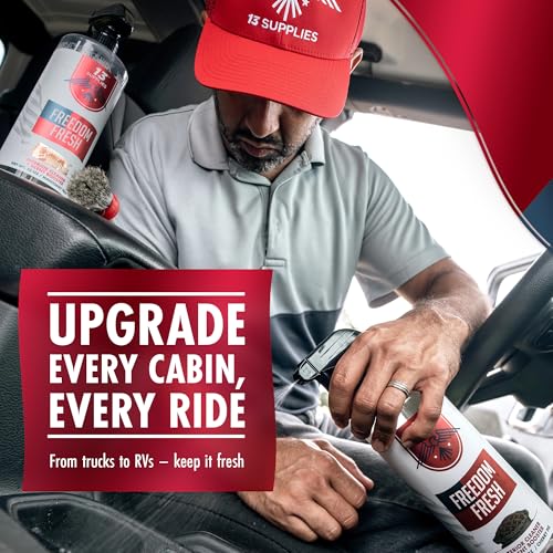 Freedom Fresh Car Interior Cleaner Spray, Mahogany Trail, 32 oz | Auto Cleaner for Headliner, Mat, Interior Vehicle Cleaning, Car Dashboard Cleaner Stain Remover, Restores Shine