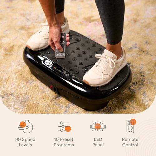 Lifepro HexaPlate Lite Vibration Plate Exercise Machine — Magnetic Acupoints, 99 Speeds & 10 Presets Vibration Platform Machine with Resistance Bands — Vibrating Plate for Lymphatic Drainage & Toning - color: Black