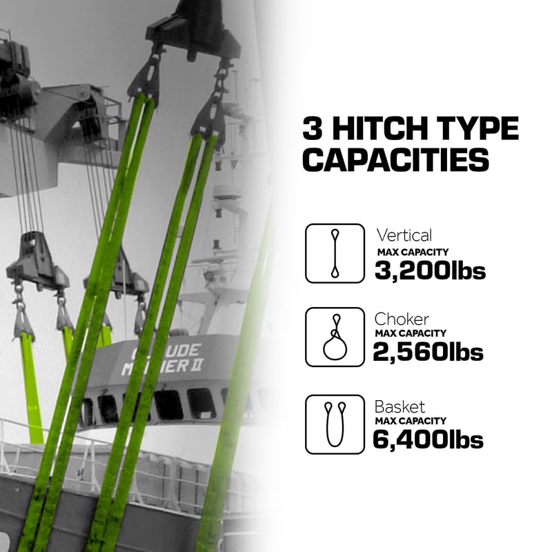 Lifting Sling Heavy Duty 1" x 4' Twisted Eye Lifting Sling 6,400 lbs Capacity, Nylon Lifting Strap, Rigging Web Sling - size: 1" x 4'