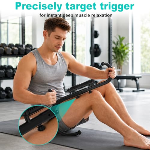 Trigger Point Massage Tool, Manual Back & Neck Massager Stick | Manual back massagers for neck & shoulder massage. Precision s-hook release tool provides deep tissue muscle knot pain relief - color: Black(upgrade)