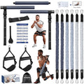Upgraded Pilates Bar Kit with Resistance Bands Natural Latex for Women & Men, Heavy-Duty Stainless Steel Multifunctional Yoga Pilates Stick for Home Gym Exercise Fitness Equipment Full-Body Workouts - color: Grey Blue