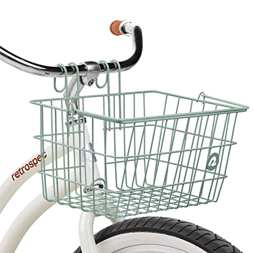 Retrospec Apollo-Lite Lift-Off Bike Basket - Detachable Steel Handlebar Basket with Carrying Handle for Commuting, Shopping & Beach Trips - 14.5in x 9.5in Weather-Resistant Biking Gear - color: Matcha