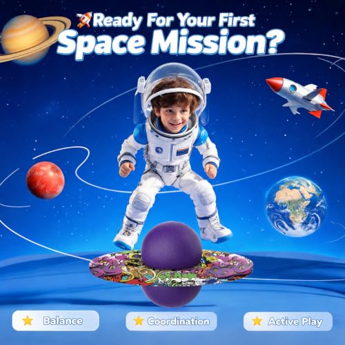 Pogo Ball for Kids & Adults Up to 200 lbs, Balance Toy for Indoor Outdoor | Balance Coordination Bounce Board Pop Ball Cool Fun Challenge Indoor Outdoor Toys Pogo Jumper Birthday Gifts for Boys Girls - color: purple