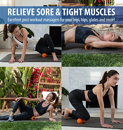 Zyllion ZMA-30 Vibrating Peanut Massage Ball Roller for Pain Relief, Orange | Cordless, Deep Tissue, Electric, Rechargeable, Body Massager, 4 Modes, Physical Therapy, Muscle Recovery, Myofascial Release - color: Orange