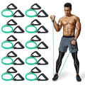 10-Pack Bulk Resistance Bands with Handles, Same Resistance Level, for Resistance Training, Physical Therapy, Home Workouts, Fitness & Pilates - color: Green 15-20LBS
