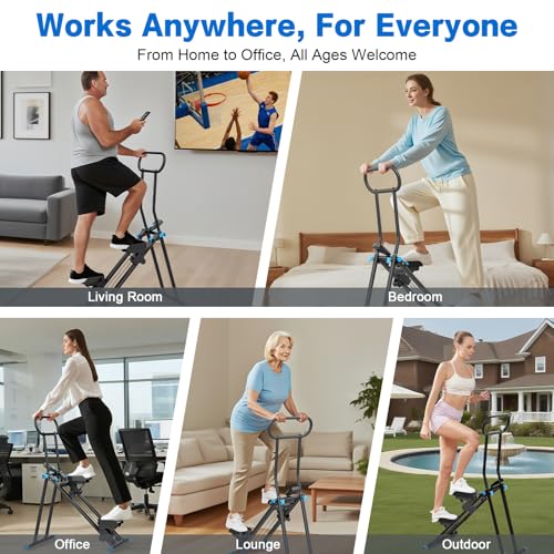 HXD-ERGO Stair Stepper for Home, New Version 6 Adjustable Resistance Vertical Climber Cardio Exercise Machine, Folding Stair Climber for Full Body Workout with Adjustable Handlebar - color: Black