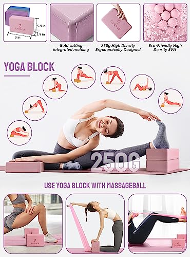 1/3 Yoga Mat Thick, Yoga Set for Beginners Include High Density Mat with Multi-loops Strap, Blocks, Booty Resistance Band Set, Door Anchor, Carring Bag & Strap - color: LIGHT BLUE