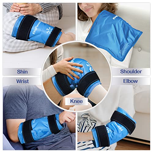 KingPavonini XXL Knee Ice Pack Wrap Around Entire Knee After Surgery, Large Reusable Gel Ice Pack for Injuries, Pain Relief, Swelling, Sports Injuries, 1 Pack (Sky-Blue) - style: Sky-blue