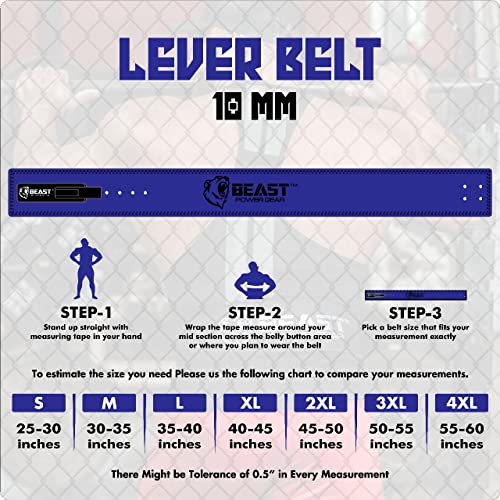 Beast Power Gear Weight Lifting Belt Lever Buckle 10MM 13MM Thick & 4 Inches Free Strap Weightlifting, Powerlifting, Deadlifts, Squats Men Women - color: Blue/Black, size: Medium
