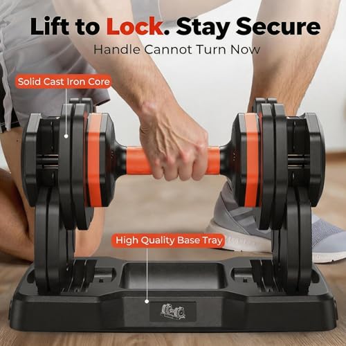 2026 New 15-in-1 Adjustable Dumbbell Set 105/52.5lb – Instant Weight Swap, Storage Box, Non-Slip, 3-Yr Service - color: Dark