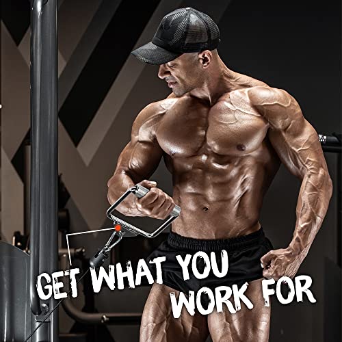 Yes4All Cable Machine Attachment, Double D Handle & Tricep Rope Cable Attachment, Weight Machine Accessories Load 880 LB for Home Gym - color: A. Single D Handle - Chrome