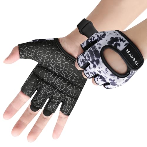 Short Workout Gloves for Women Men, Weight Lifting Gloves Full Palm Pads | Minimal Gym Gloves for Weightlifting, Exercise, Fitness, Training, Extra Grip, Fingerless Work Out Gloves Womens, Breathable - color: Tie Dye Ink, size: Small