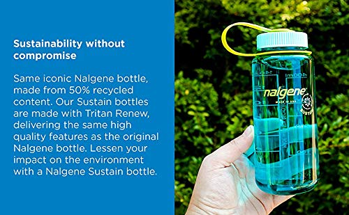Nalgene 16 oz Wide Mouth Water Bottle | Slim Cup Holder Size, BPA-Free, Durable & Leak Proof, Lightweight Travel Bottle, Cerulean - color: Cerulean Sustain, size: 16 Ounces