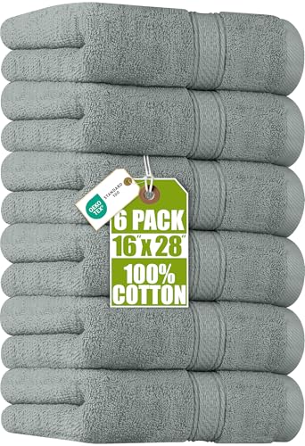 Utopia Towels 6 Pack Premium Hand Towels Set, 16 by 28 inches, 100% Ring Spun Cotton, Ultra Soft and Highly Absorbent 600GSM Towels for Bathroom, Gym, Shower, Hotel, and Spa, Cool Grey - color: Cool Grey, size: 6 Hand Towels