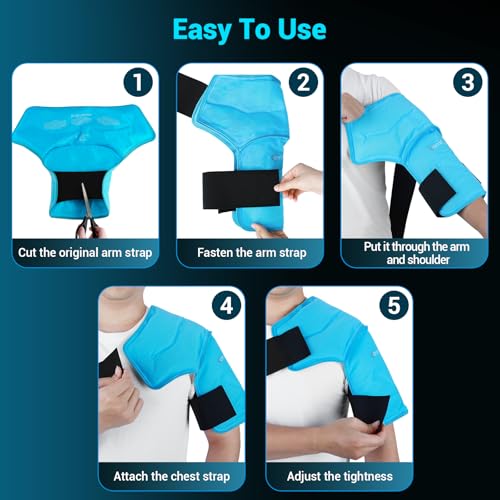 Comfytemp Shoulder Ice Pack Wrap for Injuries Reusable Gel, Physical Rotator Cuff Cold Therapy Arm Shoulder Sleeve for Pain Relief, Fracture, Arthritis, Surgery, Recovery (S/M) - color: Blue - 1 Gel Pack