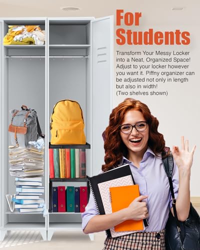 Piffny Locker Organizer Shelf， Adjustable Width and Height, Ideal Locker for School, Office, and Gym Lockers… (Pink) - color: Pink