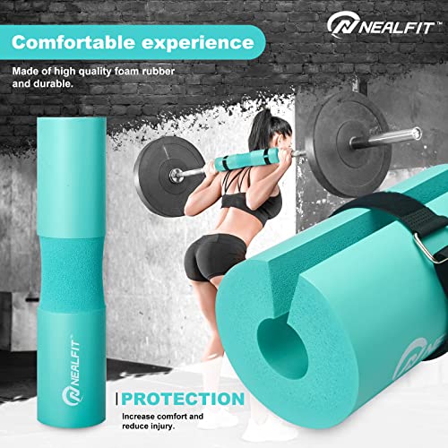 NEALFIT Barbell Pad Squat Pad for Squats—Squat Bar Pad—Great for Weightlifting,Lunges and Hip Thrusts—Foam Sponge Pad—Fit Standard and Olympic Bars Perfectly - color: Mint Green