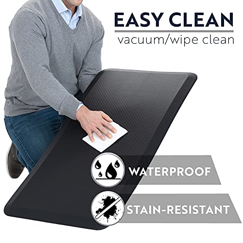 KANGAROO Anti Fatigue Mats for Kitchen Floor, 3/4 Inch Thick Cushioned Ergonomic Mat, Reduce Foot Pressure, Waterproof Comfort Rug for Under Sinks, Office Standing Desk, Store Floors, 20x32 Black - color: Black, size: 32" x 20" x 0.8"