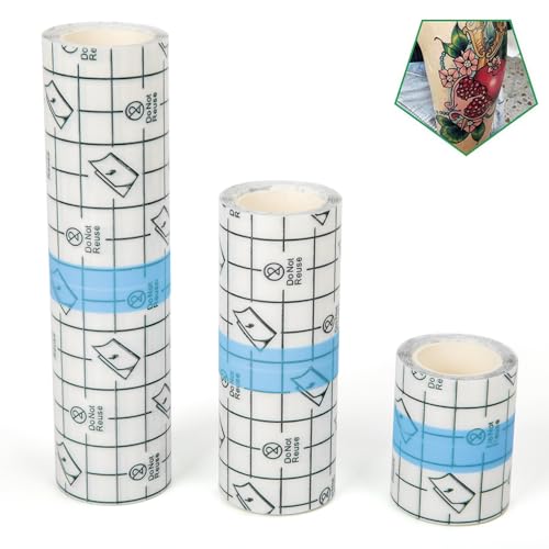 Flatoedu 3 Rolls Tattoo Aftercare Bandage - Waterproof Transparent Film for Tattoo Initial Healing and Skin Repair Adhesive Tattoo Supply Wrap Second Skin Tattoo Cover (2 Inch, 4 Inch, 6 Inch) - size: 2\4\6 x 72in