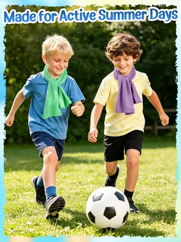 4 Pack Mini Cooling Towels (30"x9") - Kids Cooling Towel, Soft Breathable Cooling Neck Wraps with UPF 50 Sun Protection for Boys Girls Running Exercise Parent-child Activities School Outdoor Sports - color: Sky Blue & Pink & Purple & Green