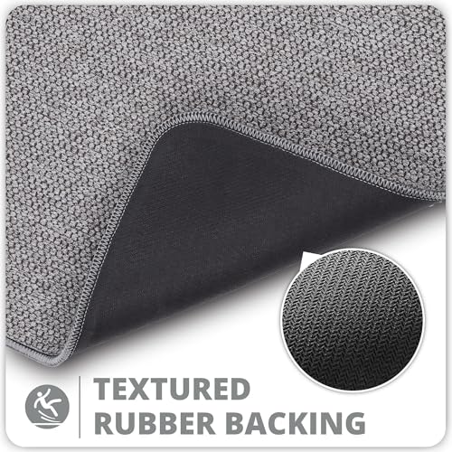 Bosap Bathroom Rugs Set 2 Pieces,Thin Bathroom Mats,Toilet Rugs,Quick Dry,Non-Slip,Machine Washable,Low Pile,Absorbent Bath Mats,Shower,Sink,Home Decor Accessories.Grey,1'5"x2'3"+1'8"x2" U Shape - color: Grey, size: 1'8"x2"u+1'5"x2'3"(set)