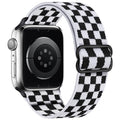 Stretchy Nylon Loop Bands Compatible with Apple Watch 38mm 40mm 41mm 42mm 44mm 49mm Adjustable Soft Elastics Strap Compatible with Apple Watch SE Ultra iWatch Series 8/7/6/5/4/3/2/1 (Black and - color: 1-Black and white check, size: 38mm/40mm/41mm/42mm(Se