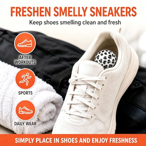 Knixmax Sneaker Deodorizer Shoe Freshener Balls, Odor Eaters for Shoes Boots Mules, Smell Eliminator Ball for Gym Gear Bags and Lockers, Fresh Linen Scent, Pack of 6 Leopard - color: 6. Leopard: Fresh Linen
