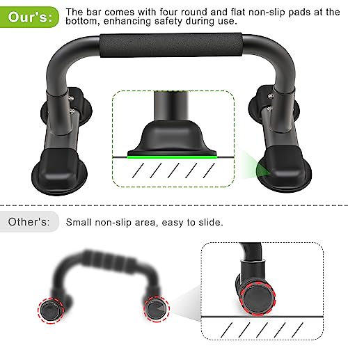 Dolibest Push Up Bar, 12'' High Parallettes Bars with Wooden Handles, Stable and Comfortable Calisthenics Equipment, Suitable for Handstand, L-Sit, Dip Bar, Strength Training for Indoor Outdoor Use - color: Black Foam Handle (20''L x 9.6''H)