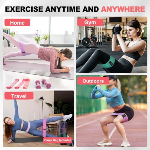 Fabric Resistance Bands for Working Out, Fabric Booty Bands for Legs and Butt with Stretching Strap Included, Non-Slip Glute Bands for Yoga Pilates Home Fitness