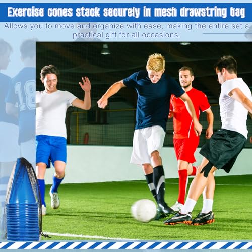 Syhood 30 Pack 7 Inch Plastic Traffic Cones Sports Training Agility Marker Mini Cones for Soccer, Skating, Football, Basketball, Indoor and Outdoor Games Sports Practice Equipment - color: Blue