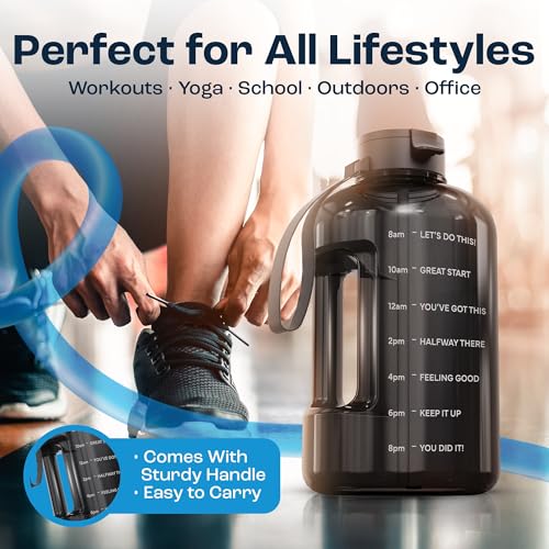 AQUAFIT 1 Gallon Water Bottle with Motivational Quotes | BPA Free 1 Gallon Water Bottle with Straw and Chug Lids - Leakproof Gym Water Bottle with Carry Handle (Clarity) - color: Clarity, size: 128 Ounces