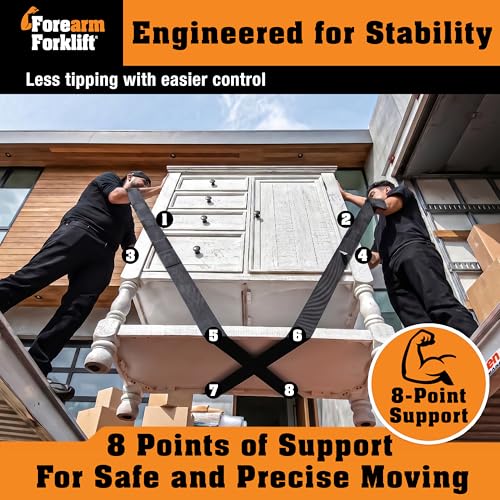 Forearm Forklift Furniture Moving Straps – 2-Person Lifting Strap for Moving Furniture, Appliances, Heavy Duty Carrying for Heavy Objects up to 800 lbs, Jet Black - color: Jet Black