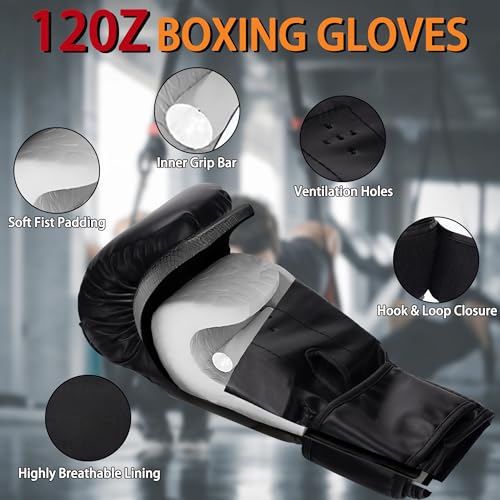4FT Hanging Punching Bag for Adults, Unfilled Canvas Heavy Boxing Bag Set with 12oz Boxing Gloves Hand Wraps, Jump Rope, Reflex Ball for MMA Kickboxing Muay Thai Training Home - style: Oxford Bag
