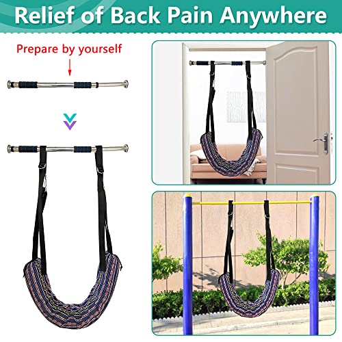 Zelen Spinal Decompression Devices Back Traction Stretcher Spine Decompression Machine Lumbar Traction Device for Lower Back Pain Relief Back Stretching Device Door Traction Pillow