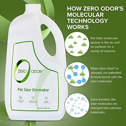 Zero Odor Pet Odor Eliminator, Air and Surface Odor Remover for Carpet, Furniture, and Pet Beds, Refill, 64 oz - size: 64 Fl Oz (Pack of 1)