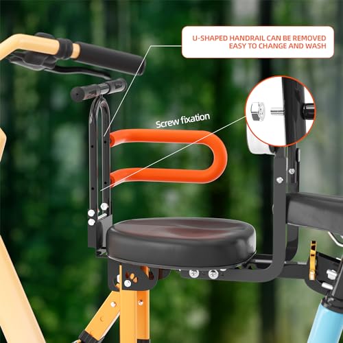 Child Bike Seat for Adult Bike,Retractable Baby Bike Seat Front Mounted for Children 2-6 Years Old - color: gold with orange