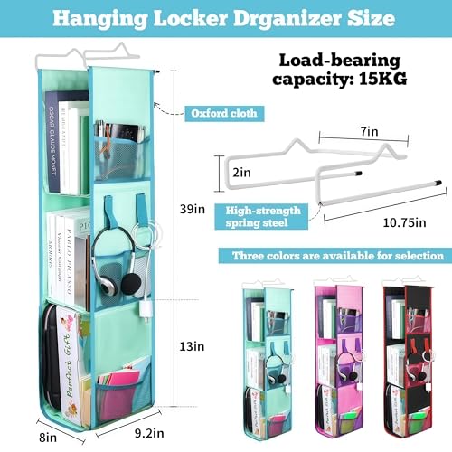 Locker Organizer with Hooks & Shelf, Unibody Steel Frame for Sag-Free Use in School, Gym, Work, Adjustable Storage Solution for Full/Half Lockers (PURPLE)