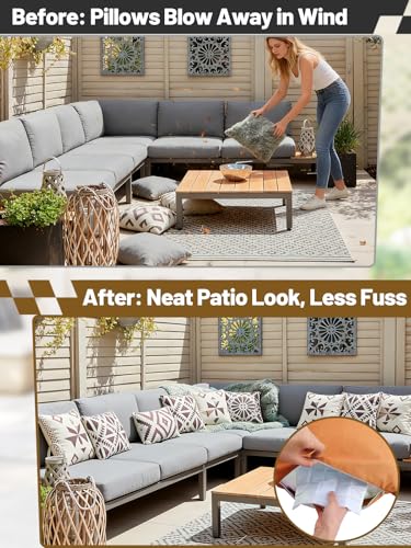 Apipi 4 Pack Wind Resistant Weighted Pillow Inserts for Outdoor, 1lb Each | Hidden Weighted Inserts, Help Keep Pillows in Place, Easy to Install & Remove for Windy Patios, Beach, Desert, 8" x 7"