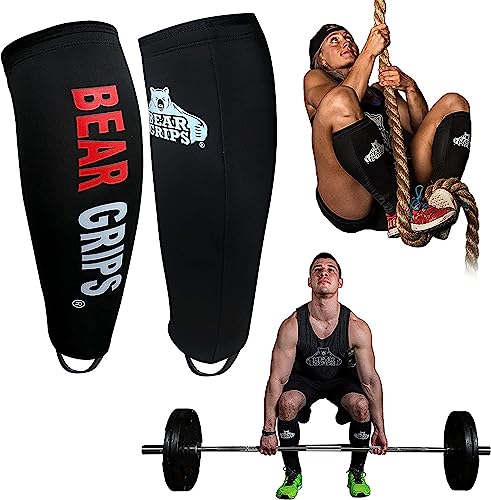 Bear Grips Deadlift Shin Guards - Breathable Gym Equipment Rope Climbing Shin Guard for Men and Women - Injury Prevention Calf Support Shin Guard Sleeves for Ultimate Shin Protection - color: Black, size: Large