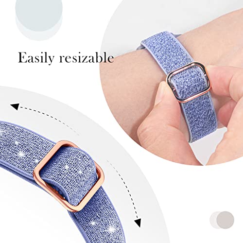 LETOID Stretchy Bands for Apple Watch Band Women Men Adjustable Solo Loop | Skin-Friendly Elastic Nylon Replacement Strap, iWatch Series 11 10 9 8 7 6 5 4 3 2 1 SE Ultra 49 46 45 44 42 41 40 38mm - color: 6-Pack: Irid Black/Black/Silver/Purple/Blue/Navy,