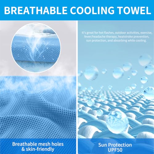 Puomue 5 Pack Cooling Towels, 40 Inches X 12 Inches, Breathable Soft Chilly Microfiber Towel for Yoga, Sport, Running, Workout, Gym, Camping and Fitness, Blue - color: Blue