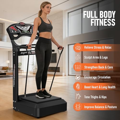 Vibration Plate Exercise Machine with Handles, Full Body Vibration Platform for Home Workout, 99 Speed Levels, Anti-Slip Fitness Machine for Balance, Muscle Toning & Low-Impact Training