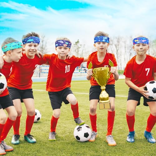 MADHOLLY 6Pcs Breathable Kids Sweat Bands for Ages 4-10 Boys Girls | Sweat Absorption, Soft, Elastic Wicking Head Bands, Sports Accessories for Football, Soccer, Basketball, Baseball, Running - style: Cartoon