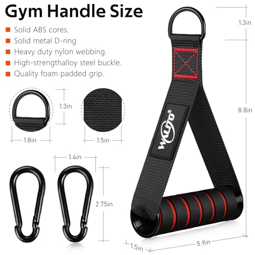 WALITO Exercise Handles, Replacement Cable Machine Attachments for Home Gym Equipment, Pulley System, Pilates, Resistance Bands, Strength Trainer, Heavy Duty Working Out Handles - color: 1-Black Red