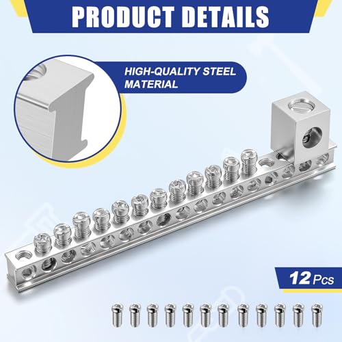 Relaxweex 2 Set Ground Bar Kit with 12 Terminal Positions and Ground Lug Bar Aluminum Grounding Lugs for Electrical Connections - size: 12 Terminal Positions
