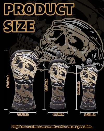 Golf Club Covers, Black Gold Skeleton Driver Covers Fairway Wood Headcover Hybrid Cover Leather Mallet Putter Covers Blade Headcovers Golf Head Covers with Magnetic Closure for Most Brand