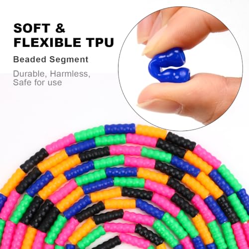 Coolrunner 16 FT Long Jump Rope(1 PACK), Double Dutch Jump Ropes, Soft Beaded Skipping for Kids Adults, Plastic Segmented Long Enough for 4-5 Jumpers - color: Black