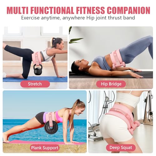 Exercise Hip Thrust Belt - Dumbbell Hip Thrust Belt, Thicken & Widen, Comfortable for Dumbbells, Kettlebells or Plates, Slip Padding, Gym or Home Workouts - color: Pink
